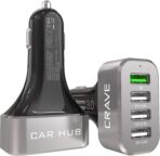 Crave CarHub 54W 4 Port USB Car Charger, Qualcomm Quick Charge 3.0 - Black