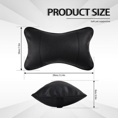 2 Pack Car Neck Pillow Soft Breathable Headrest Pillows for Driving Support, Universal Fit for Most Car Seats Decor Accessories（Black） - Image 3