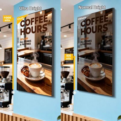 32" Wall Mount Digital Signage, 1000nits Slim Fit Frameless Digital Signage Display, LCD Monitor Advertising Screen, Android OS with HDMI in, Publishing Content with U-Disk/APP/CMS - Image 5