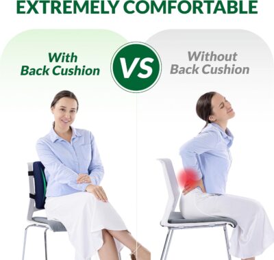 Back Support Pillow for Office Chair and Car Seat,Lumbar Support for Office,Charcoal Memory Foam Back Cushion-Breathable Mesh Cover,Double Adjustable Straps,Dark Blue - Image 5