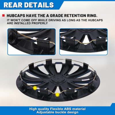 AUTOWIKI 15-Inch Wheel Rim Covers Universal, Hubs Cap Snap on Car Truck SUV ABS Plastic OEM Replacement Fashion Design- R15 Wheel Rim Covers Set of 4 Black Lacquer&Blue Lacquer - Image 4