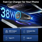 6 Pack USB C Car Charger, Ancekoy 38W Dual USB-C + USB-A Car Charger Adapter Fast Charge PD/QC 3.0 Cigarette Lighter Adapter USB Charger Plug for iPhone 17/16/15/14/13/12/11/Pro Max, iPad, Samsung - Image 2