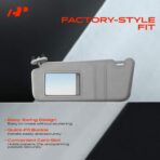 A-Premium Driver Left Side Sun Visor Compatible with Toyota Camry 2007 2008 2009 2010 2011 - with Vanity Mirror, Without Vanity Light, Beige Color - Replaces 74320-06780-E0, 7432006780E0 - Image 3