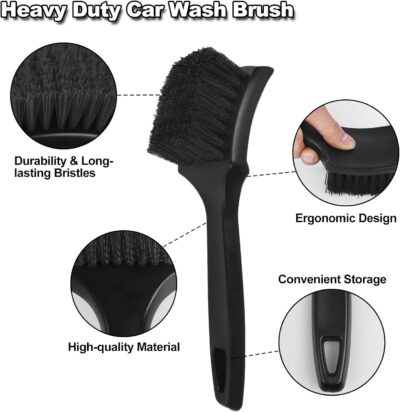 9Pcs Car Wheel & Tire Brush Kit, Wheel Cleaner Brush, Soft-bristled Rim Brush, Car Drying Towel (36"x 24"), Tire Shine Applicator Pad, Car Wash Mitt, Car Detailing Cleaning Wash Brush Supplies Kit - Image 5