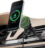 Belkin Wireless Car Charger, Magnetic Car Vent Mount w/ 3.3ft USB C Cable, Qi2 MagSafe Compatible Fast Charging iPhone Charger for iPhone 17, Galaxy S26, Pixel 10, & More - Travel Accessories - Black