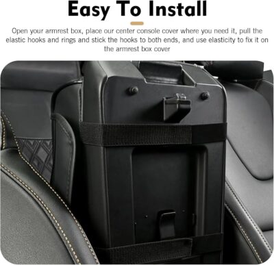 Car Armrest Cushion, Leather Waterproof Center Console Cover, 5-in-1 Arm Rest Cover with Storage Box, Cup Holder, Tissue Box, Phone Slot, Universal for Most Cars (Black) - Image 5