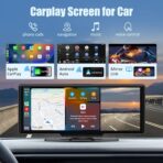 Wireless Apple Carplay Screen,10.26"Portable Car play & Android Auto Touch Screen, Bluetooth Double Din Car Stereo with 4K Dash Cam,Backup Camera/Mirror Link/Voice Control/GPS/AUX/FM for All Vehicles - Image 2