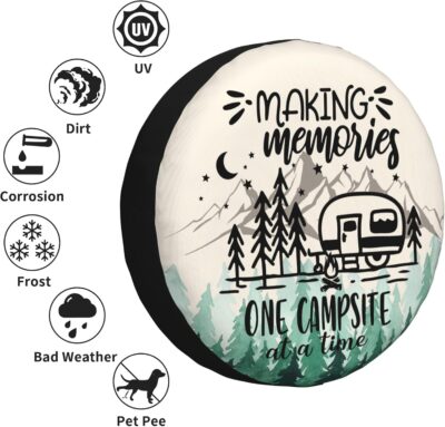 Spare Tire Cover for RV Camper Trailer Making Memories One Campsite at a Time, Weatherproof Universal Wheel Cover for RV Travel Trailer Camper Truck 15inch - Image 5