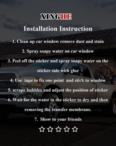 Xinghe for Dodge Ram 2009 to 2024 2025 2026, American Flag Decals Stickers for Truck Back Middle Window, Matte Black USA Flag Decal for Truck Back Sliding Window, Rear Window American Flag Decal - Image 7