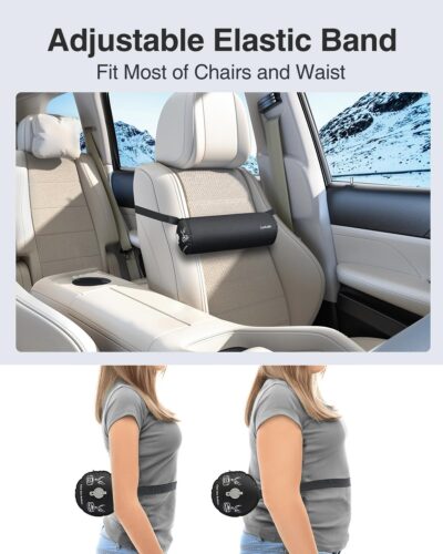Luxtude Inflatable Lumbar Pillow for Airplane Travel, Inflatable Lumbar Support Pillow for Car & Office Chair, Neck Roll Pillows for Lower Back Pain Relief, Travel Back Support Neck Pillows - Image 6
