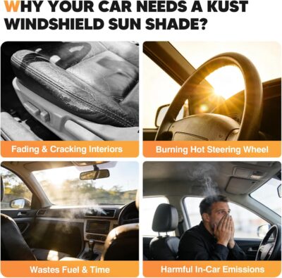 KUST Windshield Sun Shade for Toyota Tacoma 2016-2022 2023 Foldable Thicken Window Sunshade UV Protection Keep Cool Sunshield Easy Install Sun Visor Accessories Aluminum Film - Image 6