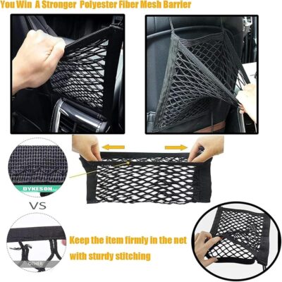 DYKESON Dog Car Net Barrier Pet Barrier with Car Mesh Organizer for Dog & Child, Safety Divider with Storage Pouch, Easy Install for Cars & SUVs - Image 4