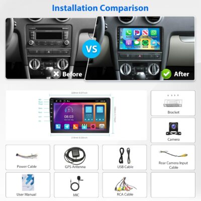 2G+64G Android 13 Double Din Car Stereo Wireless Carplay Android Auto, GPS Navigation, 5G-WiFi, Bluetooth 5.0, Car Audio Receivers Backup Camera, FM/RDS, 9 inch Touchscreen SWC - Image 6