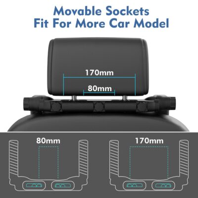 JZCreater Car Headrest Pillow, 180°Adjustable Head Neck Support Pillow, U- Shaped, Travel Sleeping Car Headrests, Only for Car Seat Headrest with 2 Metal Poles， Not for Fixed or Integrated headrests - Image 5