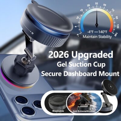 for MagSafe Car Mount Charger, 15W Fast Wireless Charging, Vacuum Suction Magnetic Car Phone Holder for iPhone & Android, 360° Adjustable Cell Phone Holders for Your Car Dashboard/Windshield - Image 4