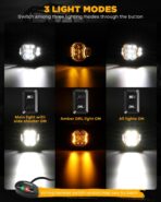 Auxbeam V-Ultra Series 3" 108W Side Shooter LED Pods with Amber DRL 3 Modes & Light Covers 270 Degree Wide Range 12800LM Round Offroad Driving Light Bar for Truck Jeep ATV UTV, Pair - Image 4