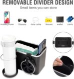 Car Armrest Storage Box with 2 Cup Holders - 2024 New Between Car Seat Organizer with Cup Holder, Universal Cars Arm Rest Storage Box Organizer Center Console Cupholders Tissue Boxs Holders (Black) - Image 4