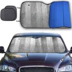 Big Hippo Windshield Sun Shade,Car Sun Shade Side Window as Bonus,Car Sunshade Windshield,Reflect Sunlight Heat and UV Rays, Protect Interior,Keep Vehicle Cool,Silver/Blue(55.16X 27.5inches) - Image 8