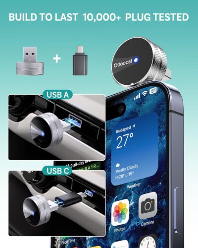 OTTOCAST Mini Tube 2026 Wireless CarPlay & Android Auto Adapter, Ultra-Fast Auto Reconnect,WiFi 6 & Bluetooth 5.4,Mini Plug & Play Dongle for Cars with Wired CarPlay - Image 8