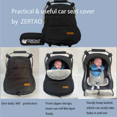 Car Seat Cover for Babies Winter - Baby Car Seat Covers Universal Cold Weather Shield,Warm and Cozy Carseat Covers Canopy Water Resistant for Baby Protection Car Seat Covers for Infant Car Seat - Image 4