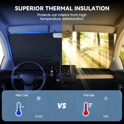 helloleiboo 𝟐𝟎𝟐5 𝑼𝑷𝑮𝑹𝑨𝑫𝑬 Foldable Car Windshield Sun Shade Umbrella,360° Rotating Sunshade for Car Windshield Front Window Reflective Heat Automotive Interior Sun Protection for Cars Trucks - Image 3