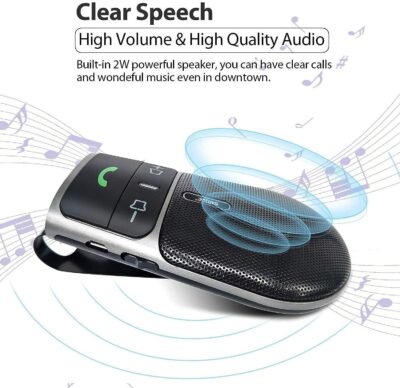 Bluetooth Phone Speaker for Car, SUNITEC Hands Free Bluetooth Car Speaker for Cell Phone, Support Siri Google Voice Assistant, AUTO Power ON Off, Speakerphone with Visor Clip - Image 6