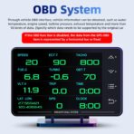 MH Obd2 Gauge Display Heads Up Display 4.3-inch TFT LCD Screen Multi-Function Digital HUD Gauge Cluster with Speed RPM Boost for All Car - Image 3