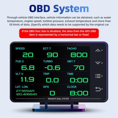 MH Obd2 Gauge Display Heads Up Display 4.3-inch TFT LCD Screen Multi-Function Digital HUD Gauge Cluster with Speed RPM Boost for All Car - Image 3