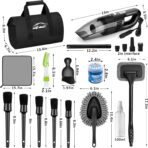 AUTODECO Car Cleaning Kit, Car Vacuum Interior Detailing Cleaner Kit with High Power Handheld Vacuum, Brush Set, Windshield Tool, Duster, Towels, Complete Car Care Tools for Women (Black) - Image 7