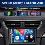 Double Din Car Stereo with 7" HD Touchscreen, Wireless Apple Carplay & Android Auto, Bluetooth, 240W, SWC, Subwoofer Output, Mirror Link, FM/AM Car Radio Receiver, Backup Camera - Image 2