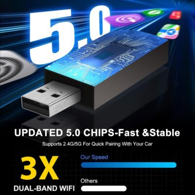 2 in 1 Wireless CarPlay Adapter, Android Auto Plug&Play CarPlay Dongle Converts Wired to Wireless with USB&USB-C/Type-C, Fast Auto-Connect, Stable Control & No Delay, for iOS 10+/Android 11+ - Image 5