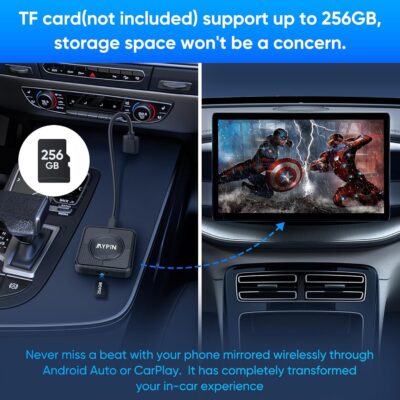 Upgraded Wireless CarPlay Adapter, 3-in-1 Wireless Carplay & Android Auto& Video Adapter, Built in Netflix YouTube Support TF Card, Plug & Play, USB Type C, USB Type A Compatible with iPhone & Android - Image 4