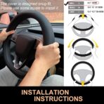 PINCTROT Nappa Leather Steering Wheel Cover for Tesla Model Y/3 Highland/Juniper, D Shaped 14 Inch Small Sized with Breathable Perforation, Fit Like Gloves, Flat Bottom 14 Inch(Nappa Black) - Image 6