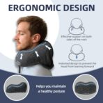 Travel Pillow with Extra Large Hood for Airplane Long Flights Privacy and Comfort Memory Foam with Skin-Friendly Cover for Road Trip Head&Neck Support for Plane Office Cars Sleeping & Rest (Grey) - Image 3