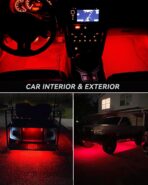 Red Led Strip Lights 24" Connectable 12V Led Light Strip for Cars Golf Cart Boat Marine Motorcycle Interior & Exterior Waterproof Car Light Strip, 4Pack - Image 3