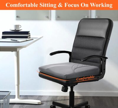 kingphenix Premium Car Seat Cushion, Memory Foam Driver Seat Cushion to Improve Driving View- Coccyx & Lower Back Pain Relief - Seat Cushion for Car, Truck, Office Chair (Leather Gray) - Image 3