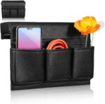 Car Window Armrest Storage Box: Leather Door Side Pad Organizer with Cushion Pocket, Universal Car Accessory for Vehicle Truck Console Elbow Support Black