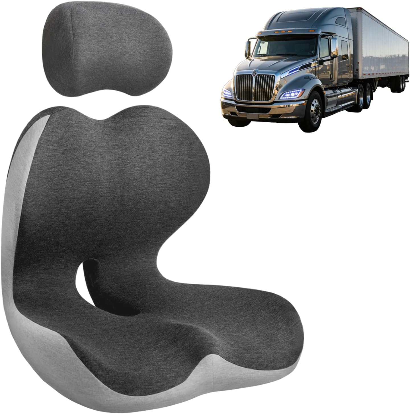71w8AOe6A1L._AC_SL1500_.jpg Truck Seat Cushion for Long Driving, Cushion for Car Seat Driver for Comfort, Made of Memory Foam, for Tailbone, Back, and Sciatica - Image 1