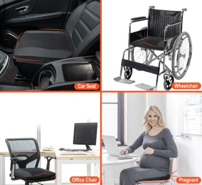 Car Seat Cushion, Comfort Memory Foam Car Cushions for Driving - Sciatica & Lower Back Pain Relief, Driver Seat Pillow for Auto, Office Chair, Wheelchair - Black - Image 6