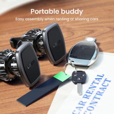 LISEN 2 Pack Magnetic Phone Holder for Your Car Magnet for Phone Car Mount Vent 6 Military Magnets Vent Cell Phone Holder Mount for Car Plate Fit All, Gifts for Women Men, Car Accessories - Image 8