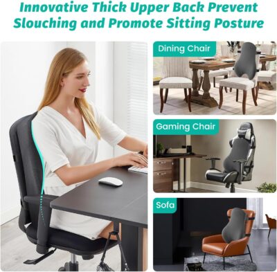 High Back Support for Office Chair Fully Support Entire Back for Comfort,Pain Relief and Posture Improved- Memory Foam Lumbar Support Pillow for Office Chair,Recliner - Image 6
