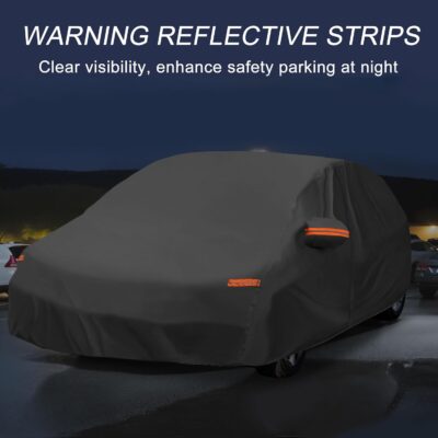 X AUTOHAUX Car Cover Outdoor Waterproof Sun Rain Snow Hail Protection with Left Side Door Zipper Aluminum Film for Mazda3 Hatchback - Image 5