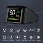 P10 obd2 Gauge Display Car Speedometer OBD2 Heads up Display for Cars with RPM, Water Temperature, Voltage, Fuel Consumption, Smart OBD2 Diagnostic Tool, Speed Alert - Image 4