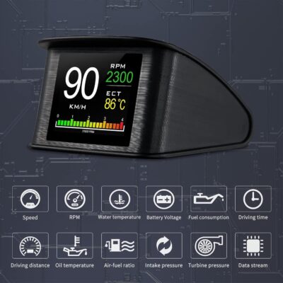 P10 obd2 Gauge Display Car Speedometer OBD2 Heads up Display for Cars with RPM, Water Temperature, Voltage, Fuel Consumption, Smart OBD2 Diagnostic Tool, Speed Alert - Image 4