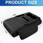 Car Armrest Storage Box with 2 Cup Holders & Phone Slot, Armrest Cover for Car with Tissue Box & 2 Storage Bags - Multifunctional Pu Leather Car Armrest Box Mat (Grey) - Image 6