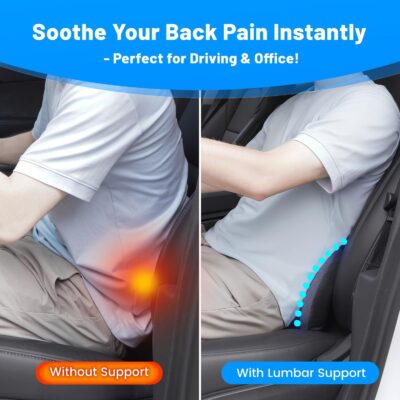 Lumbar Support Pillow for Car Seat & Office Chair, Soft Memory Foam Lower Back Support for Pain Relief and Posture Correction, Lumbar Pillow with Breathable Airflow Channels - Image 3
