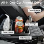5-in-1 Car Armrest Cushion, Armrest Cover for Car, Nappa Leather Car Console Organizers and Storage for Most Vehicles, Car Accessories (Black, Normal) - Image 4