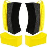 2 Pack Tire Shine Applicator Pads, Reusable Tire Dressing Applicator Sponge, Curved Tire Gel Applicator Forms with Lid, Yellow Tire Applicator Pads for Car Cleaning Detailing