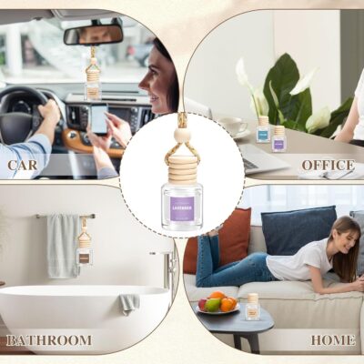 AROIC 4 Pack Car Air Freshener, Wooden Lid Essential Oil Car Diffuser, Natural Long Lasting Scent for Auto Interior, Mothers Day Gifts for Mom/Women (Mahogany/Lavender/Ocean/Vanilla Cream) - Image 8