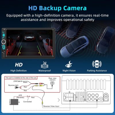 7" Wireless Double Din Car Stereo with Carplay, Android Auto, Bluetooth, Multimedia Car Audio Support Mirror Link, Backup Camera, FM/AM, HD Touchscreen, Aux Input Car Audio Receivers - Image 4